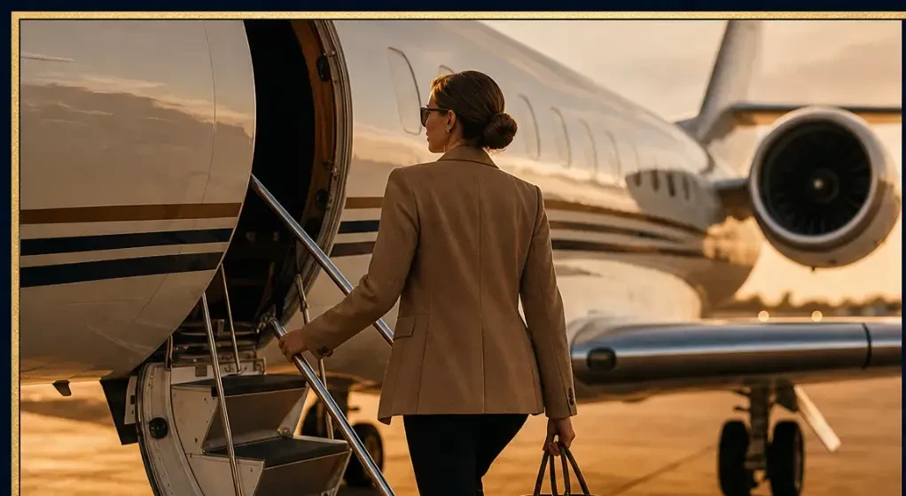 Travel management — professional boarding private jet